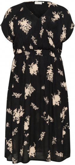 Kaffe Curve Jenna Jurk Zwart/Brown Flower print - Kleedjes - 