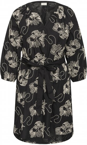 Kaffe Curve Kimmie Dress Black Chalk Embroidery - Midi jurken - 
