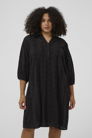 Kaffe Curve Dina Dress Black Deep - Midi jurken - 