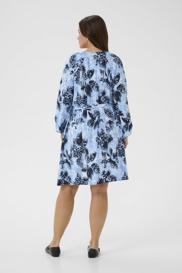 Kaffe Curve Aliana Dress Blue Flower Animal - Midi jurken - 