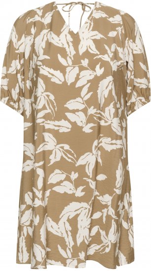 Kaffe Curve Marla Dress Oak Chalk Leaf - Midi jurken - 