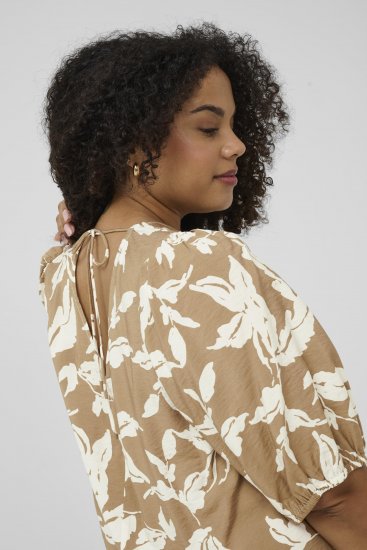 Kaffe Curve Marla Dress Oak Chalk Leaf - Midi jurken - 