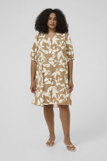 Kaffe Curve Marla Dress Oak Chalk Leaf - Midi jurken - 