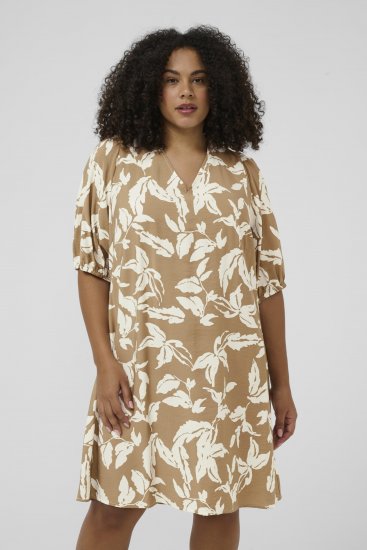 Kaffe Curve Marla Dress Oak Chalk Leaf - Midi jurken - 