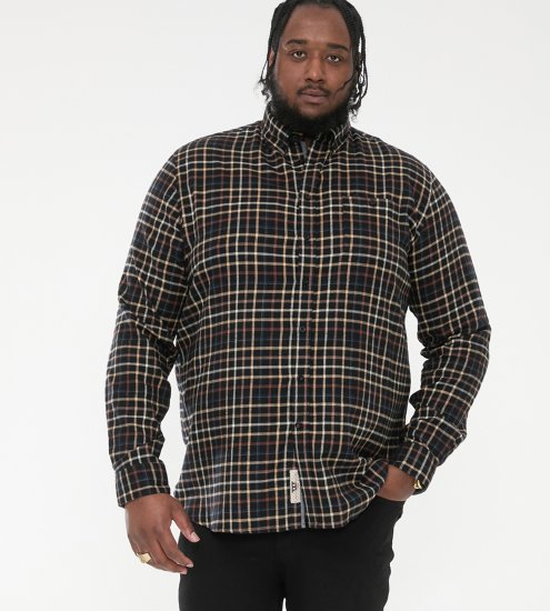 D555 Destin Checked Long Sleeve Shirt Black/Tan Check - Overhemden met lange mouwen - 
