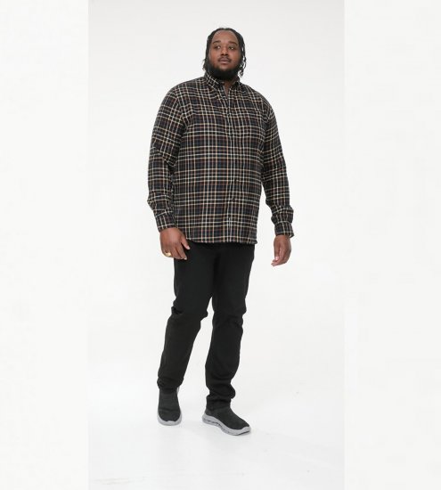 D555 Destin Checked Long Sleeve Shirt Black/Tan Check - Overhemden met lange mouwen - 