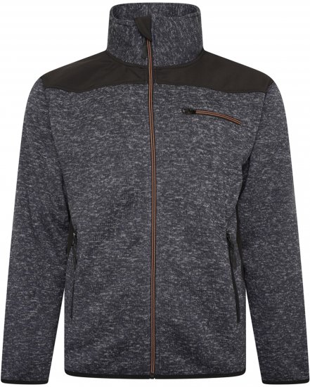 Kam jeans KV133 Twisted Marl Fleece Jacket Black - Jassen - Grote Maten Herenjassen