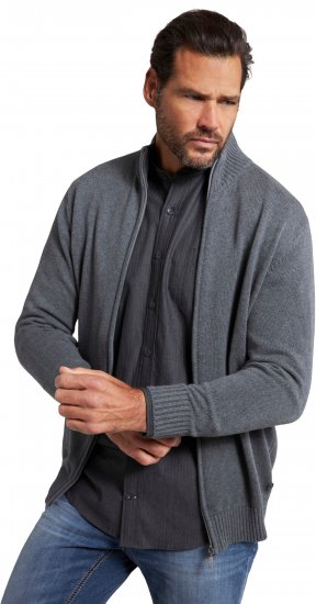 JP1880 Cardigan Knitted with Zipper Grey - Sweaters & hoodies - Sweaters & Hoodies Grote Maten Heren