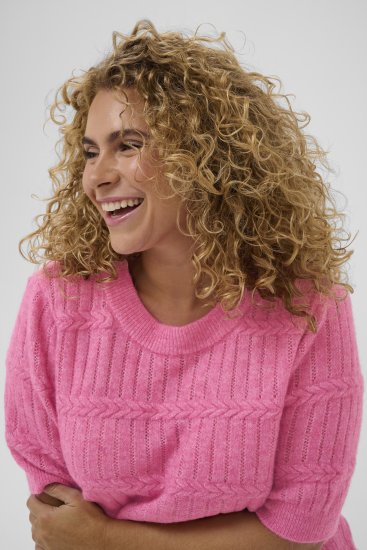 Kaffe Curve Minia Pullover Pink Power Melange - Gebreide truien - 