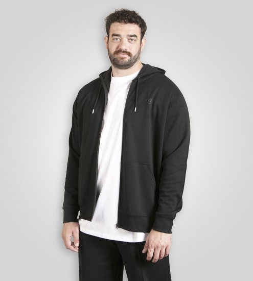 Duke Kenilworth Pin Tuck Sleeves Zip Through Hoodie Dark Navy TALL - TALL sweatshirts - 