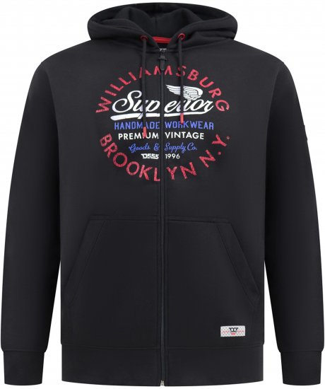 Duke Southampton Brooklyn Chest Print Full Zip Hoodie Black - Sweaters & hoodies - Sweaters & Hoodies Grote Maten Heren