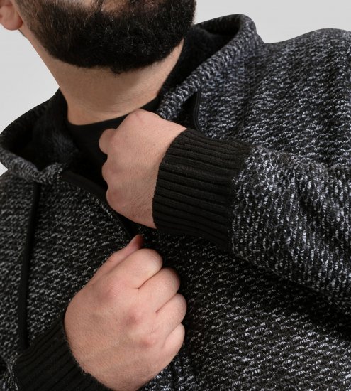 Duke Fareham Bonded Sherpa Lining Knitted Hoodie Grey - Sweaters & hoodies - Sweaters & Hoodies Grote Maten Heren