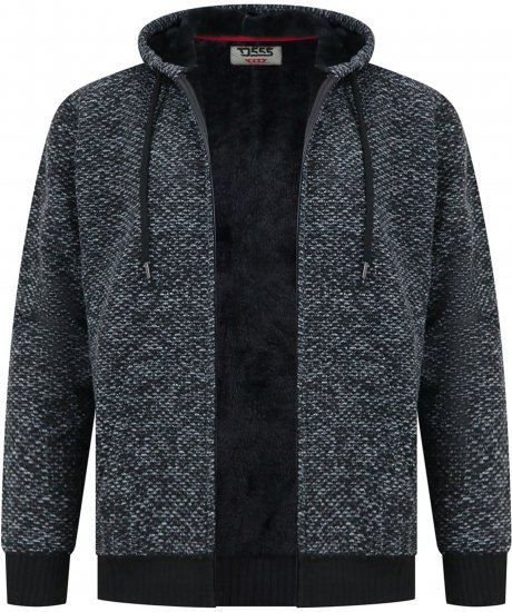 Duke Fareham Bonded Sherpa Lining Knitted Hoodie Grey - Sweaters & hoodies - Sweaters & Hoodies Grote Maten Heren