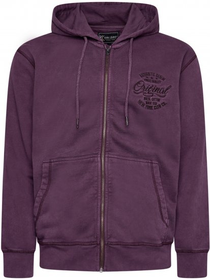 Kam Jeans 7082 Garment DYE with Zipper Hoodie Purple - Sweaters & hoodies - Sweaters & Hoodies Grote Maten Heren
