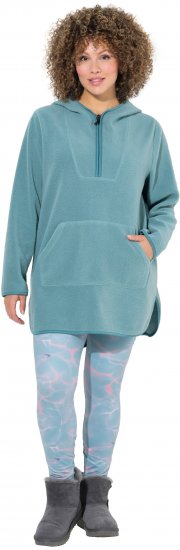 Ulla Popken Teddy Fleece Hooded Zip Neck Sweatshirt Ice Green - Sweaters & hoodies - 