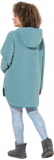 Ulla Popken Teddy Fleece Hooded Zip Neck Sweatshirt Ice Green - Sweaters & hoodies - 