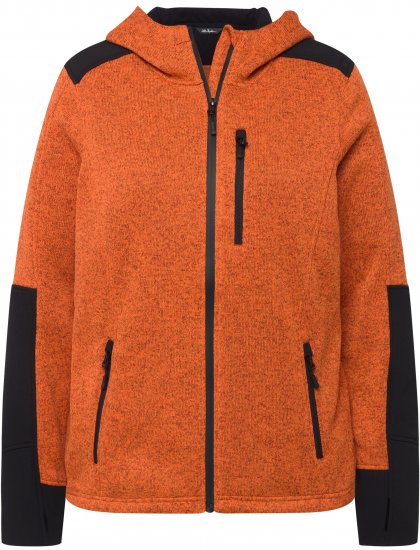 Ulla Popken Contrast Inserts Sweater Knit Hoodie Bright Orange Yellow - Sweaters & hoodies - 