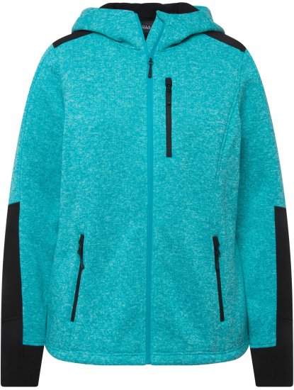 Ulla Popken Contrast Inserts Sweater Knit Hoodie Aquamarine - Sweaters & hoodies - 