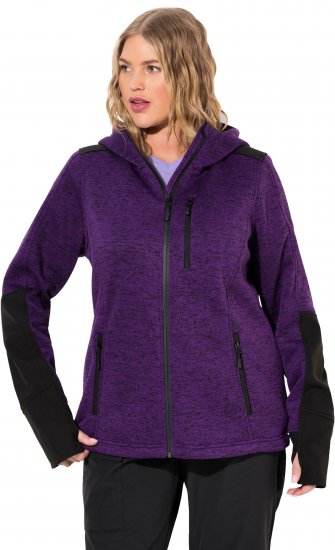 Ulla Popken Contrast Inserts Sweater Knit Hoodie Dark Plum - Ulla Popken - 