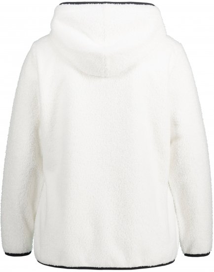 Ulla Popken Teddy Fleece Partial Zip Hoodie Snow White - Sweaters & hoodies - 
