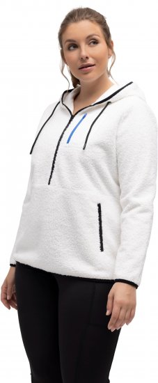 Ulla Popken Teddy Fleece Partial Zip Hoodie Snow White - Sweaters & hoodies - 