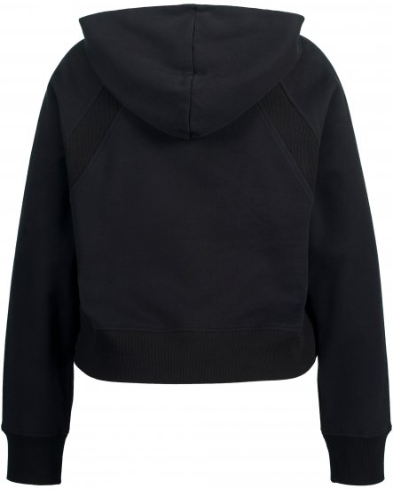 Ulla Popken Ribbed Inset Zip Collar Hoodie Black - Sweaters & hoodies - 