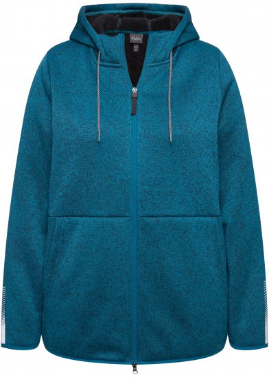 Ulla Popken Sweater Knit Fleece Hoodie Dark Petrol - Sweaters & hoodies - 
