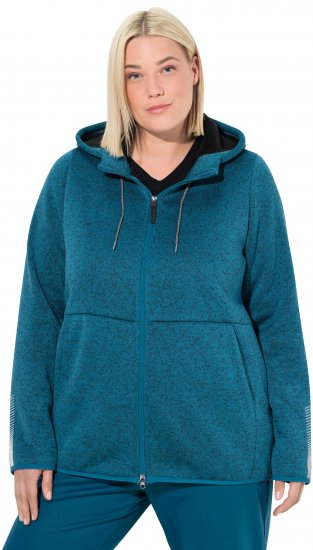 Ulla Popken Sweater Knit Fleece Hoodie Dark Petrol - Sweaters & hoodies - 
