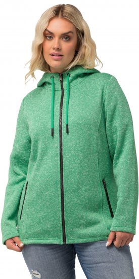Ulla Popken Melange Knit Fleece Lined Hoodie Spring Green - Sweaters & hoodies - 
