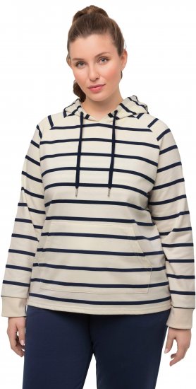Ulla Popken Stripe Print Loungewear Hoodie Chalk - Sweaters & hoodies - 