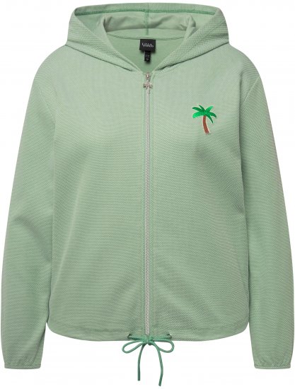 Ulla Popken Drawstring Hem Zip-Up Hoodie Light Green - Sweaters & hoodies - 
