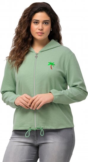Ulla Popken Drawstring Hem Zip-Up Hoodie Light Green - Sweaters & hoodies - 