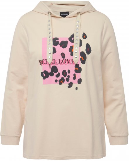 Ulla Popken REBEL LOVE Long Sleeve Graphic Hoodie Vanilla - Sweaters & hoodies - 