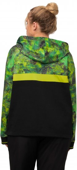 Ulla Popken Mineral Print Quick Dry Hoodie Black - Sweaters & hoodies - 