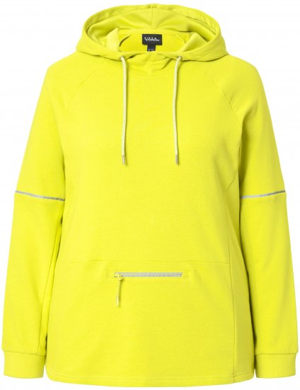 Ulla Popken Zippered Pocket and Reflective Piping Hoodie Green Apple - Sweaters & hoodies - 