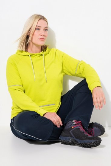 Ulla Popken Zippered Pocket and Reflective Piping Hoodie Green Apple - Sweaters & hoodies - Warme Sweatshirts, Hoodies & Truien