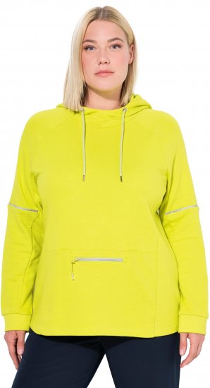 Ulla Popken Zippered Pocket and Reflective Piping Hoodie Green Apple - Sweaters & hoodies - 