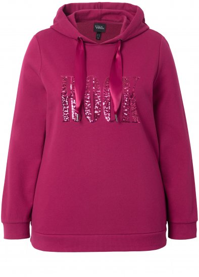 Ulla Popken Rock Sequined Hoodie Ruby - Sweaters & hoodies - 