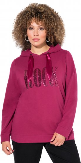 Ulla Popken Rock Sequined Hoodie Ruby - Sweaters & hoodies - 