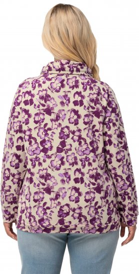 Ulla Popken Floral Print Drawstring Collar Hoodie Vanilla - Sweaters & hoodies - 