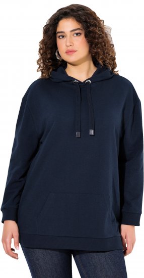 Ulla Popken Back Print Kangaroo Pocket Hoodie Navy - Sweaters & hoodies - 