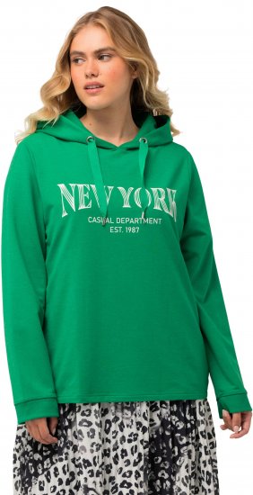 Ulla Popken City Name Graphic Hoodie Emerald Green - Sweaters & hoodies - 