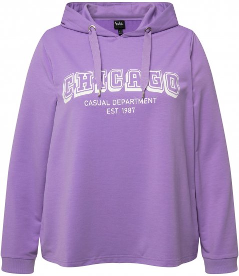 Ulla Popken City Name Graphic Hoodie Light Purple - Sweaters & hoodies - 