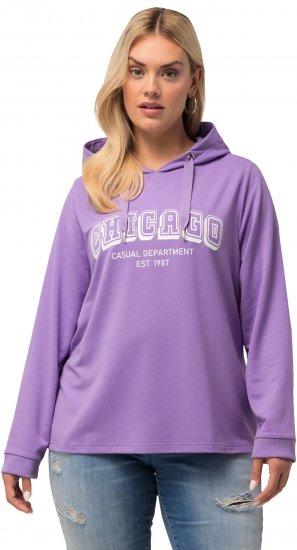 Ulla Popken City Name Graphic Hoodie Light Purple - Sweaters & hoodies - 