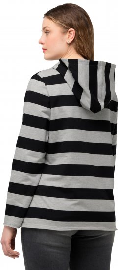 Ulla Popken Mixed Stripe Long Sleeve Hoodie Black - Sweaters & hoodies - 