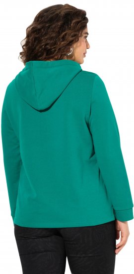 Ulla Popken Face Graphic Long Sleeve Hoodie Emerald Green - Sweaters & hoodies - 