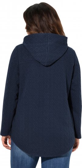 Ulla Popken Cable Knit Long Sleeve Hoodie Navy - Sweaters & hoodies - 