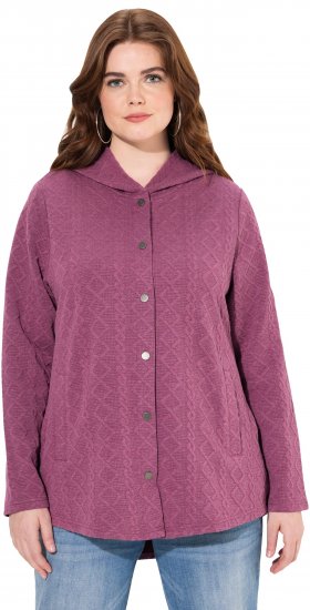 Ulla Popken Cable Knit Long Sleeve Hoodie Berry - Sweaters & hoodies - 
