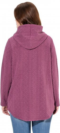 Ulla Popken Cable Knit Long Sleeve Hoodie Berry - Sweaters & hoodies - 