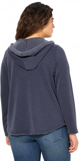 Ulla Popken Open Edged Long Sleeve V-Neck Hoodie Navy - Sweaters & hoodies - 